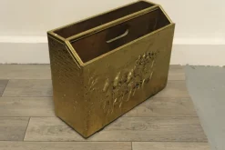 New Pamono Art Deco Beaten Brass Magazine Rack, 1930s