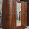 Pamono Art Deco Bedroom Set in Walnut Carved with Flowers, 1920s, Set of 5> Beds & Bedroom Sets