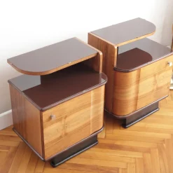 Pamono Art Deco Bedside Tables by Jindrich Halabala for Up Zavody, 1940s, Set of 2><noscript><img width=