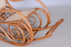Pamono Art Deco Beech Rocking Chair with Footrest attributed to Thonet, Czech, 1920s