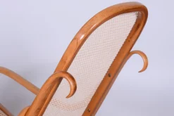 Pamono Art Deco Beech Rocking Chair with Footrest attributed to Thonet, Czech, 1920s
