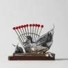 Best Pamono Art Deco Benjamin Rabier Chrome on Wooden Plate Cocktail Set, 1930s