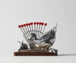 Best Pamono Art Deco Benjamin Rabier Chrome on Wooden Plate Cocktail Set, 1930s