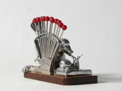 Best Pamono Art Deco Benjamin Rabier Chrome on Wooden Plate Cocktail Set, 1930s
