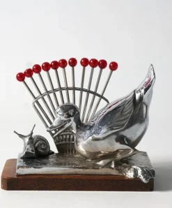 Best Pamono Art Deco Benjamin Rabier Chrome on Wooden Plate Cocktail Set, 1930s