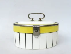 Pamono Art Deco Biscuit Box in Ceramic and Nickel-Plating, 1920s><noscript><img width=