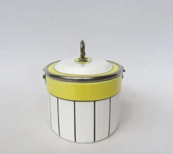 Pamono Art Deco Biscuit Box in Ceramic and Nickel-Plating, 1920s><noscript><img width=