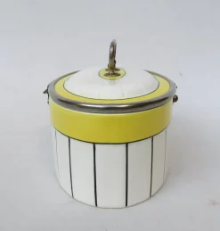 Pamono Art Deco Biscuit Box in Ceramic and Nickel-Plating, 1920s><noscript><img width=