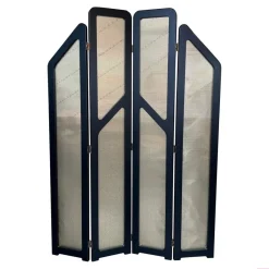 Pamono Art Deco Black Ebonized Wood and Gold Metal Screens, 1960s> Room Dividers & Screens