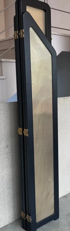 Pamono Art Deco Black Ebonized Wood and Gold Metal Screens, 1960s><noscript><img width=