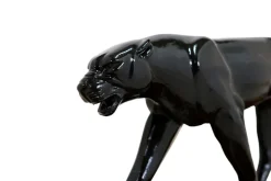 Pamono Art Deco Black Panther Sculpture on a Wooden Base, France, 1930s><noscript><img width=