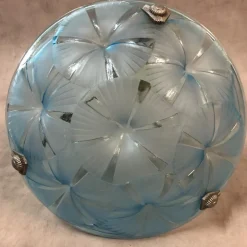 New Pamono Art Deco Blue Chandelier by Degué, 1930s