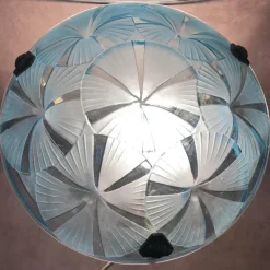 New Pamono Art Deco Blue Chandelier by Degué, 1930s