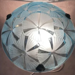 New Pamono Art Deco Blue Chandelier by Degué, 1930s