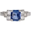 Pamono Art Deco Blue Sapphire, Diamond & Platinum Ring> Rings