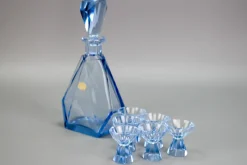 Outlet Pamono Art Deco Bohemian Blue Color Glass Decanter and Glasses, 1930s, Set of 7
