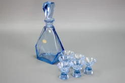 Outlet Pamono Art Deco Bohemian Blue Color Glass Decanter and Glasses, 1930s, Set of 7