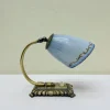 Pamono Art Deco Brass and Blue Glass Table Lamp, 1930s> Table Lamps