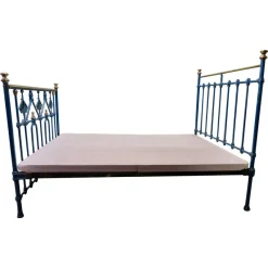 New Pamono Art Deco Brass and Iron Painted Double Bed, 1900s