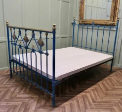 New Pamono Art Deco Brass and Iron Painted Double Bed, 1900s