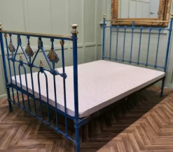 New Pamono Art Deco Brass and Iron Painted Double Bed, 1900s