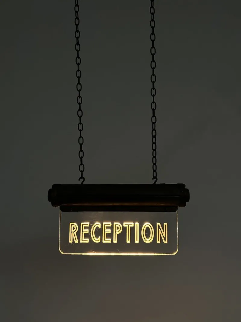 Pamono Art Deco Brass Illuminated Cinema Reception Advertising Sign from Flambosign, 1930s> Wall Decor