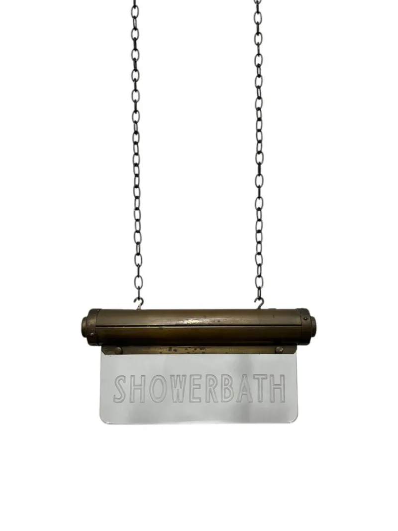 Pamono Art Deco Brass Illuminated Cinema Showerbath Advertising Sign from Flambosign, 1930s