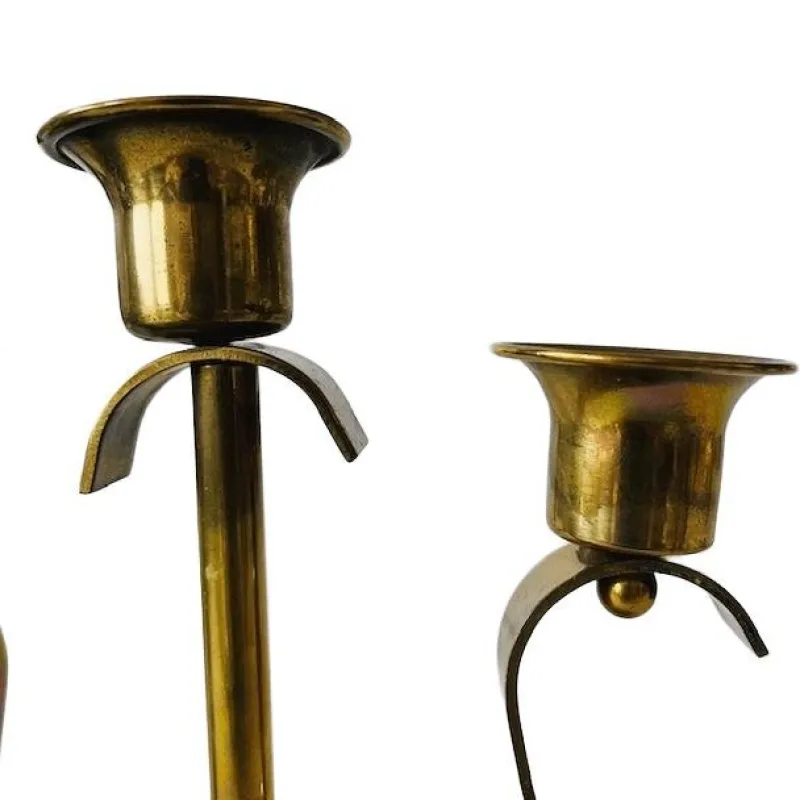 Pamono Art Deco Brass 3-Point Candlestick, 1920s> Candleholders