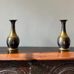 Pamono Art Deco Brass Vases from KMD Daalderop, Tiel, Holland, 1919, Set of 2><noscript><img width=