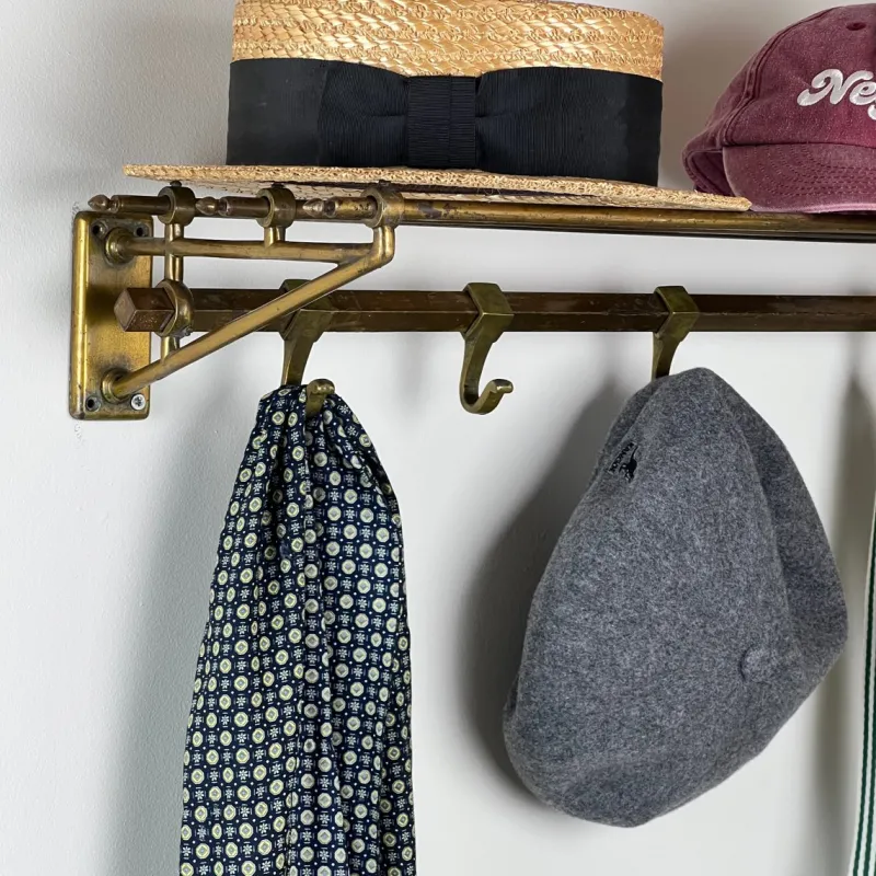 Online Pamono Art Deco Brass Wall Corner Coat and Hat Rack, 1920s