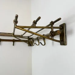 Online Pamono Art Deco Brass Wall Corner Coat and Hat Rack, 1920s