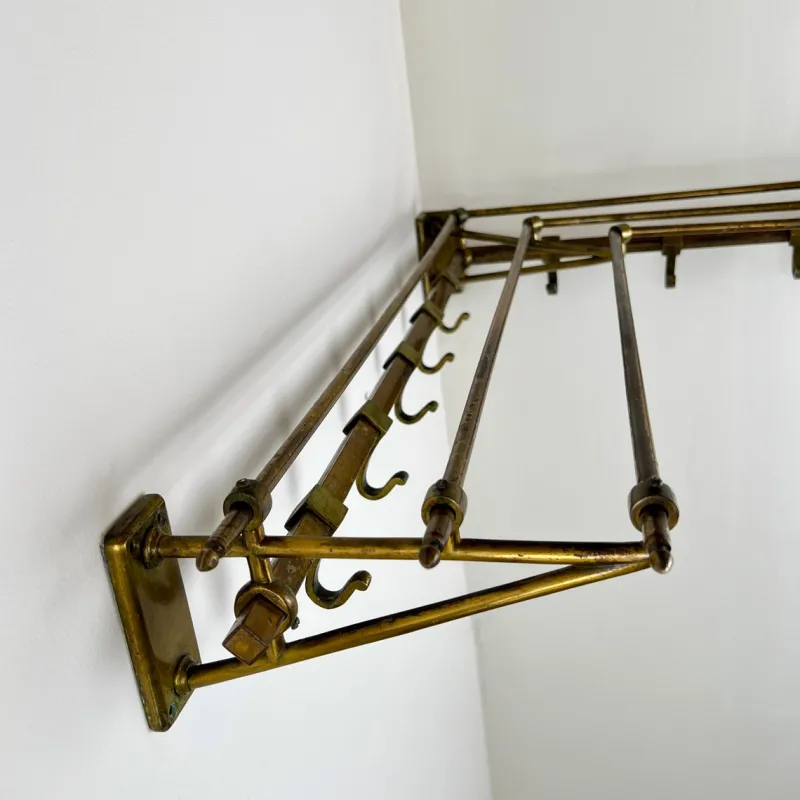 Online Pamono Art Deco Brass Wall Corner Coat and Hat Rack, 1920s