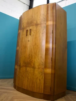 Sale Pamono Art Deco British Burr Walnut Wardrobe, 1930s