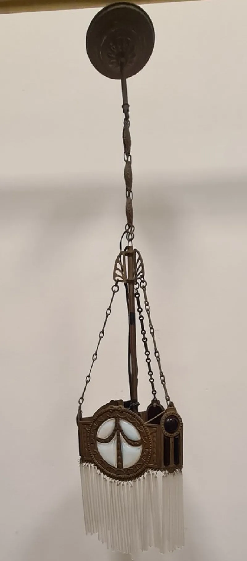 Online Pamono Art Deco Bronze and Glass Chandelier