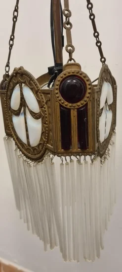 Online Pamono Art Deco Bronze and Glass Chandelier