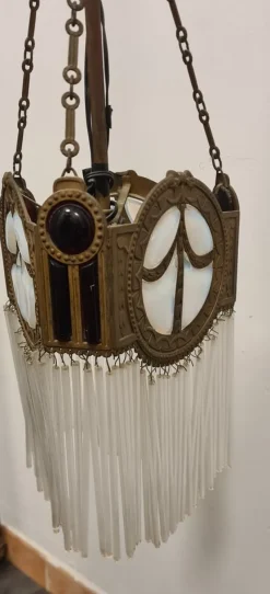 Online Pamono Art Deco Bronze and Glass Chandelier
