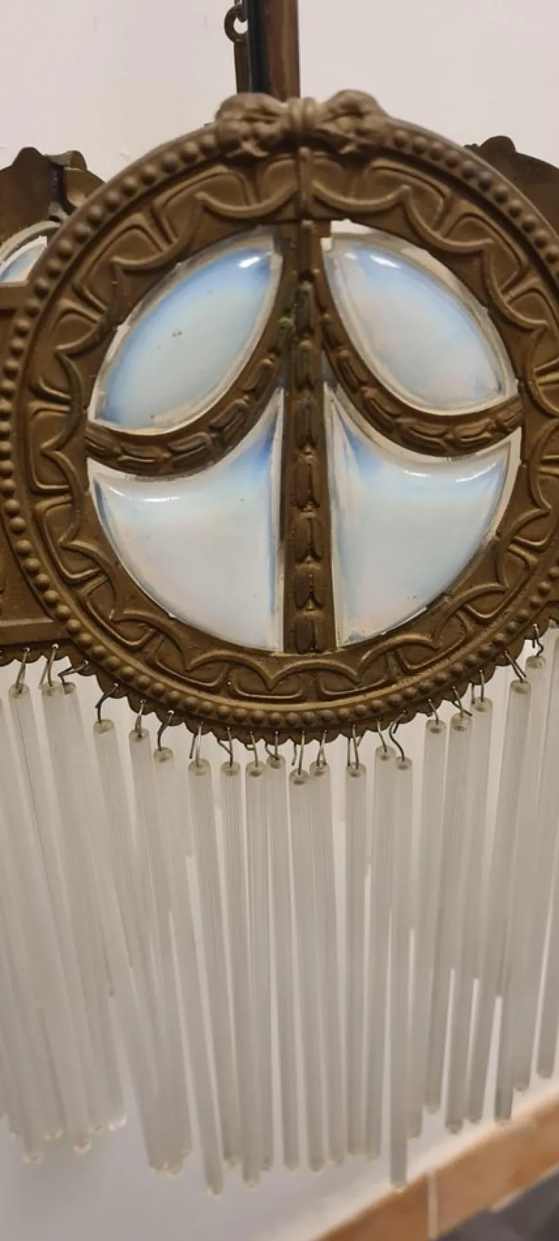 Online Pamono Art Deco Bronze and Glass Chandelier