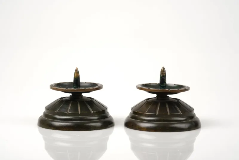Best Pamono Art Deco Bronze Candleholders, Denmark, 1930s, Set of 2