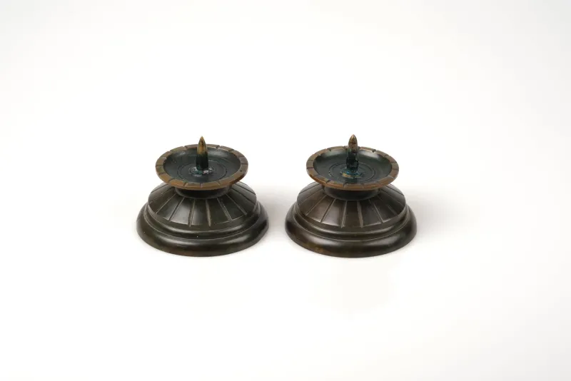 Best Pamono Art Deco Bronze Candleholders, Denmark, 1930s, Set of 2