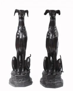 Pamono Art Deco Bronze Greyhound Dogs Grey Hounds Statue, Set of 2><noscript><img width=