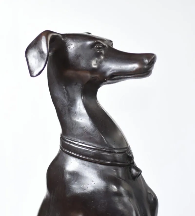 Pamono Art Deco Bronze Greyhound Dogs Grey Hounds Statue, Set of 2> Art Deco