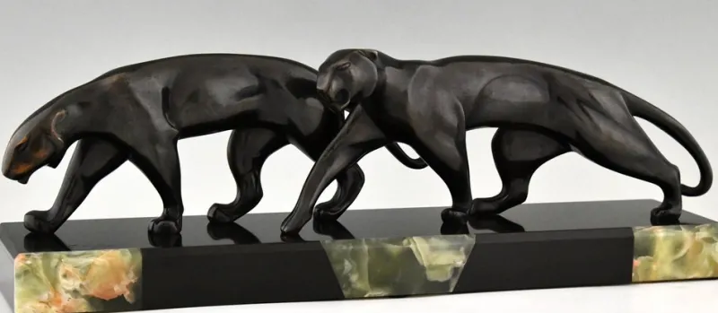 Pamono Art Deco Bronze Panther Sculpture by Michel Decoux in Bronze, 1920s> Art Deco