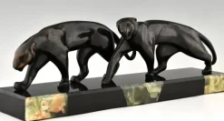 Pamono Art Deco Bronze Panther Sculpture by Michel Decoux in Bronze, 1920s><noscript><img width=