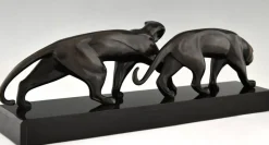 Pamono Art Deco Bronze Panther Sculpture by Michel Decoux in Bronze, 1920s><noscript><img width=