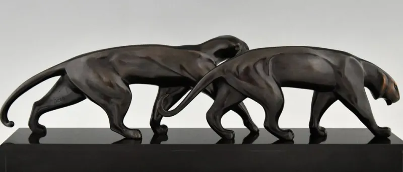 Pamono Art Deco Bronze Panther Sculpture by Michel Decoux in Bronze, 1920s> Art Deco