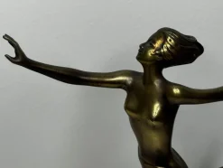 Pamono Art Deco Bronze Sculpture Dancing Graceful Lady on Onyx Plinth by Josef Lorenz, 1925><noscript><img width=
