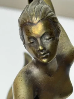 Pamono Art Deco Bronze Sculpture Dancing Graceful Lady on Onyx Plinth by Josef Lorenz, 1925><noscript><img width=