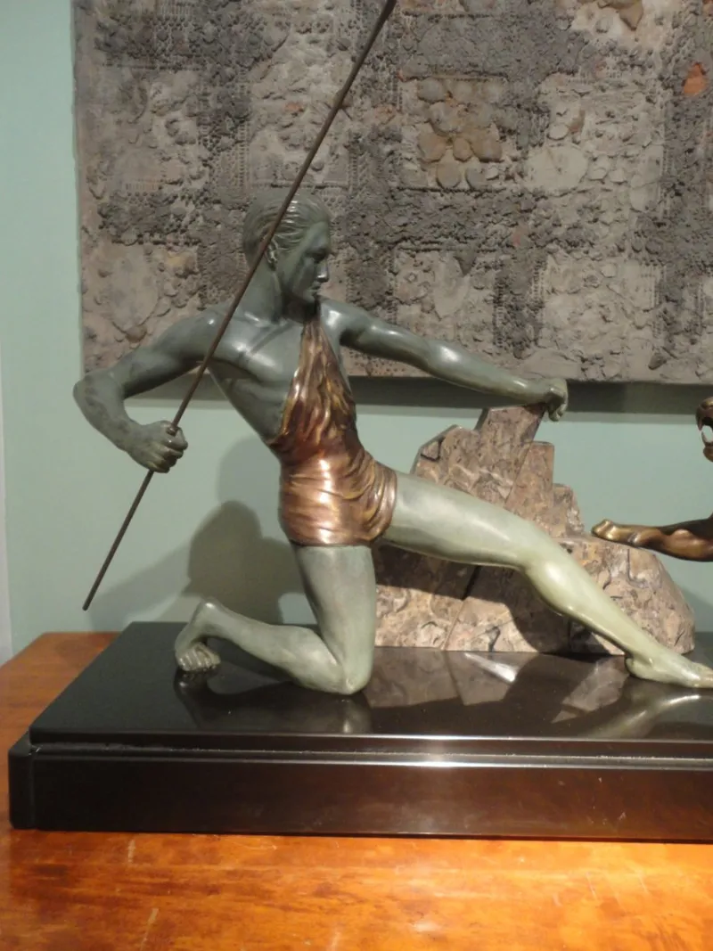 Pamono Art Deco Bronze Sculpture by Brault, 1920s> Art Deco