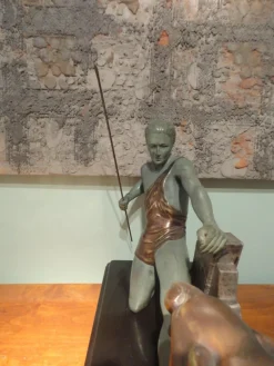 Pamono Art Deco Bronze Sculpture by Brault, 1920s><noscript><img width=