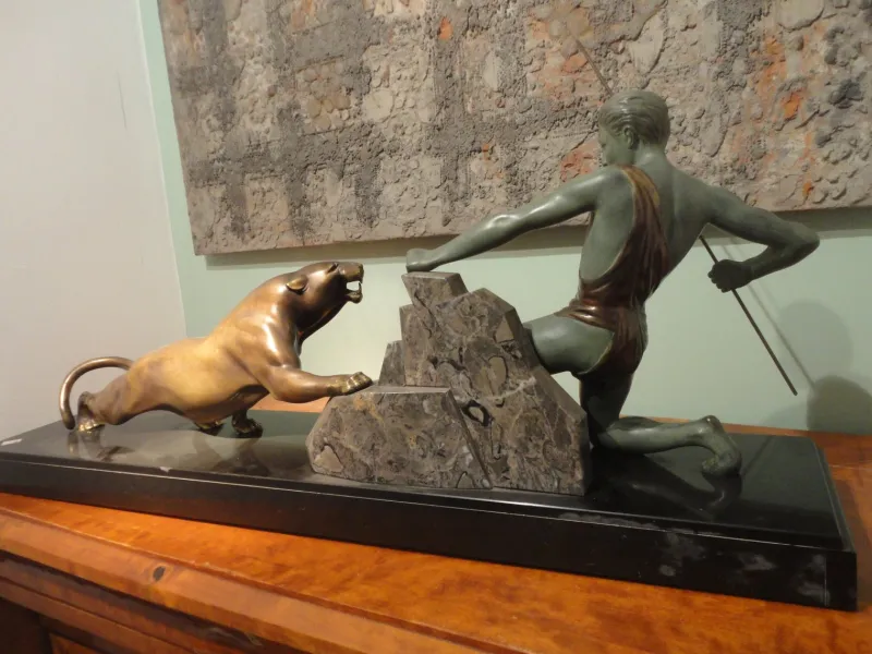 Pamono Art Deco Bronze Sculpture by Brault, 1920s> Art Deco